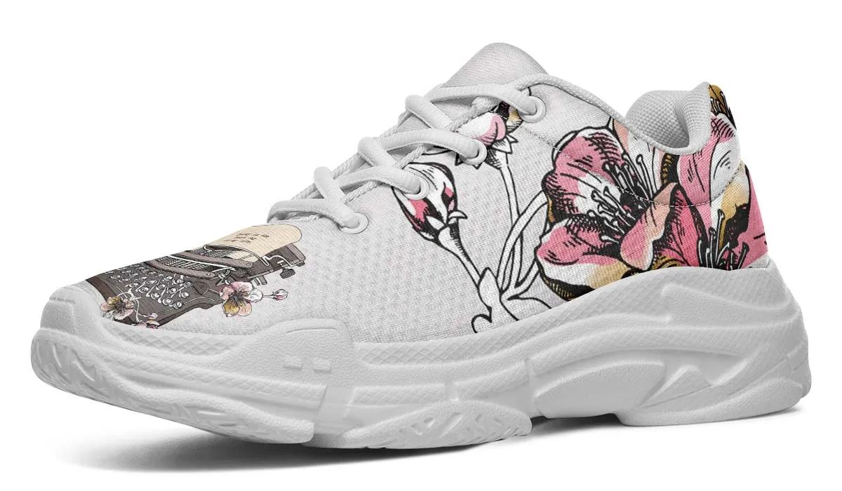 Floral Typewriter Chunky Sneakers
