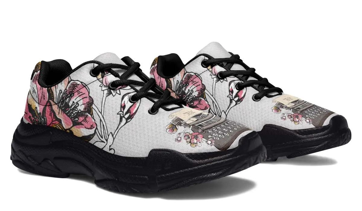 Floral Typewriter Chunky Sneakers
