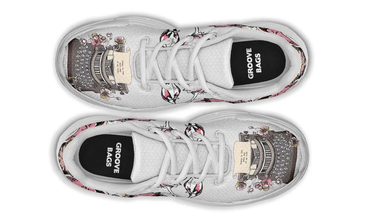 Floral Typewriter Chunky Sneakers