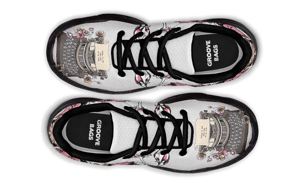 Floral Typewriter Chunky Sneakers