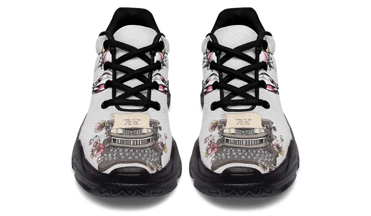 Floral Typewriter Chunky Sneakers