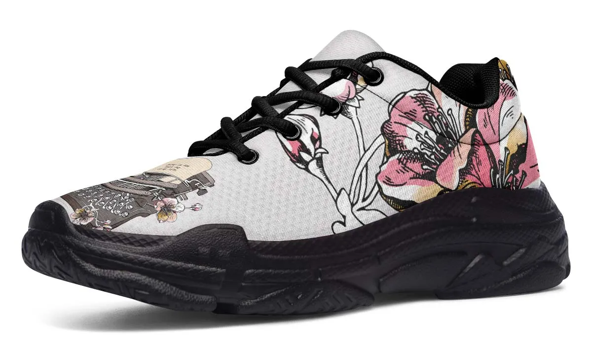 Floral Typewriter Chunky Sneakers