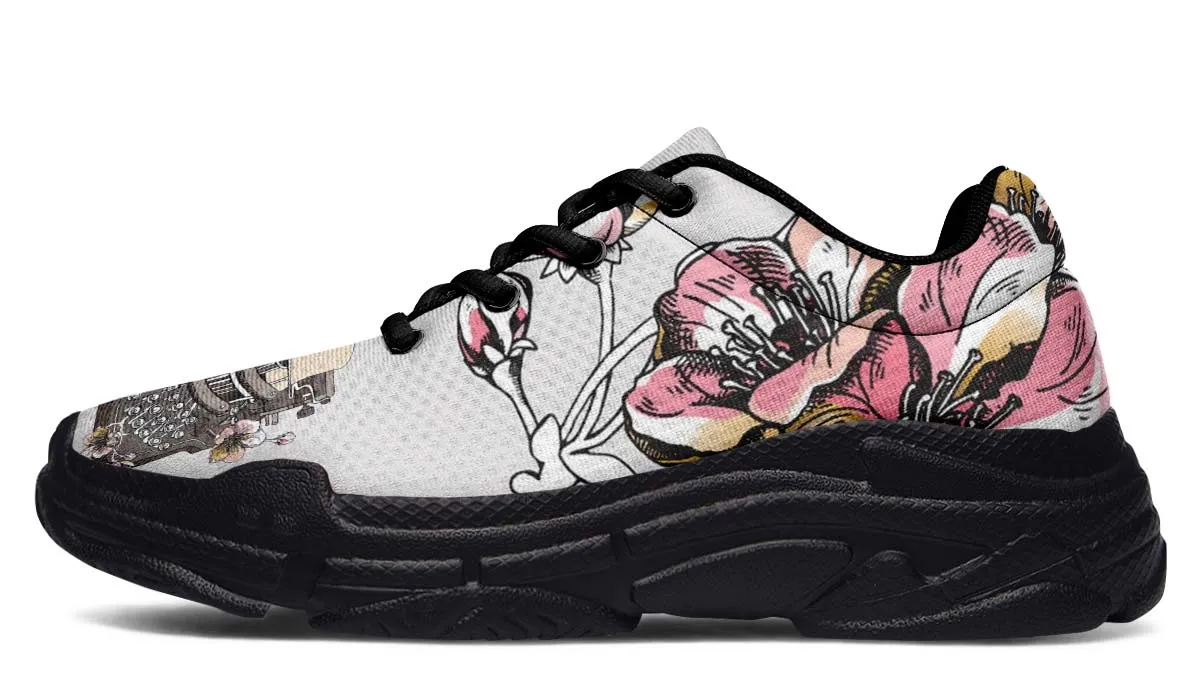 Floral Typewriter Chunky Sneakers