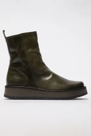 Fly London Reno Boots Rug Diesel Green Leather P211053014 RENO05FLY