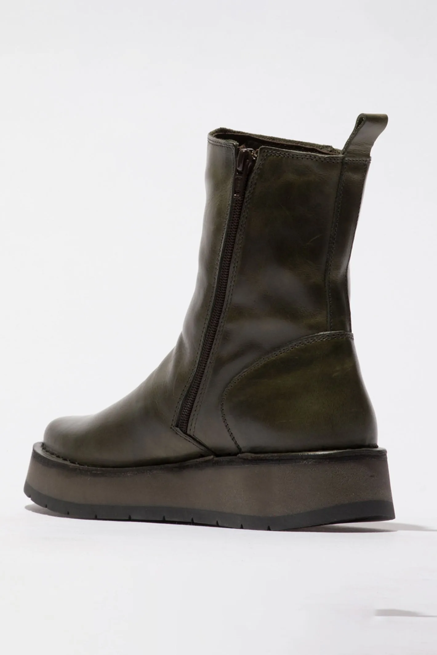 Fly London Reno Boots Rug Diesel Green Leather P211053014 RENO05FLY