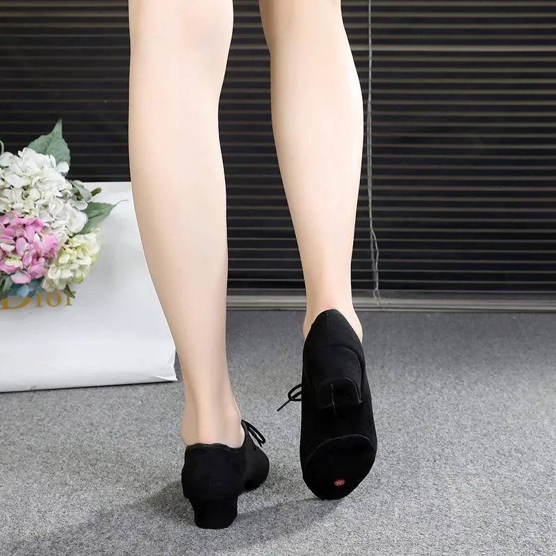 Girls Suede Heels Modern With Lace-up Dance Shoes
