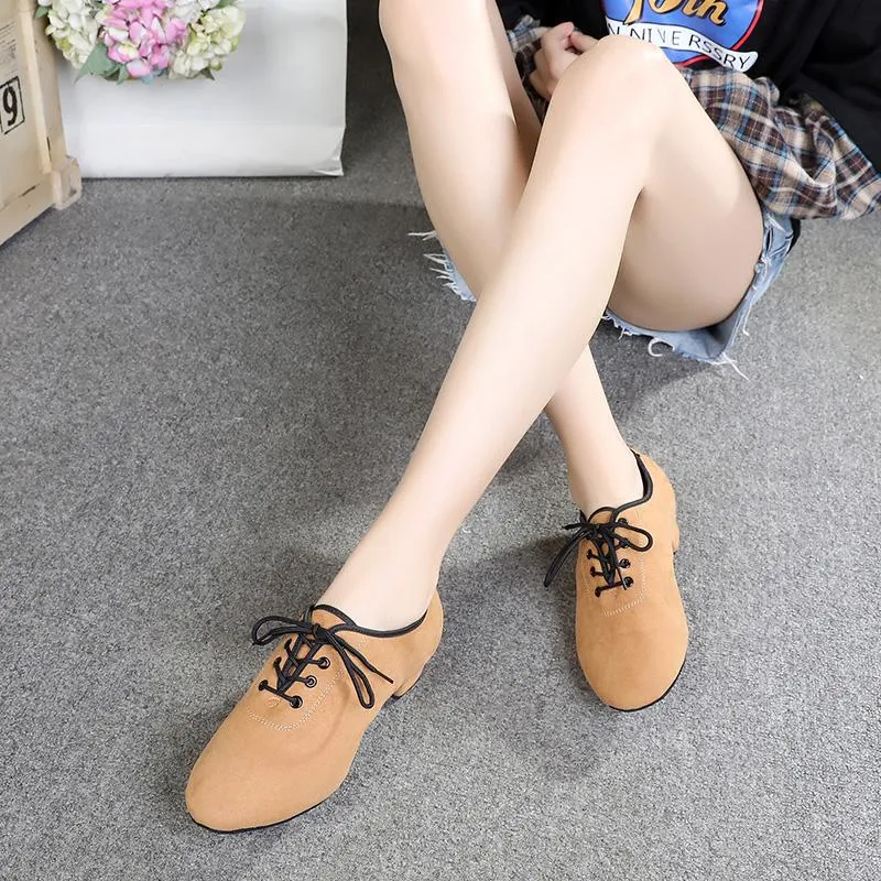 Girls Suede Heels Modern With Lace-up Dance Shoes