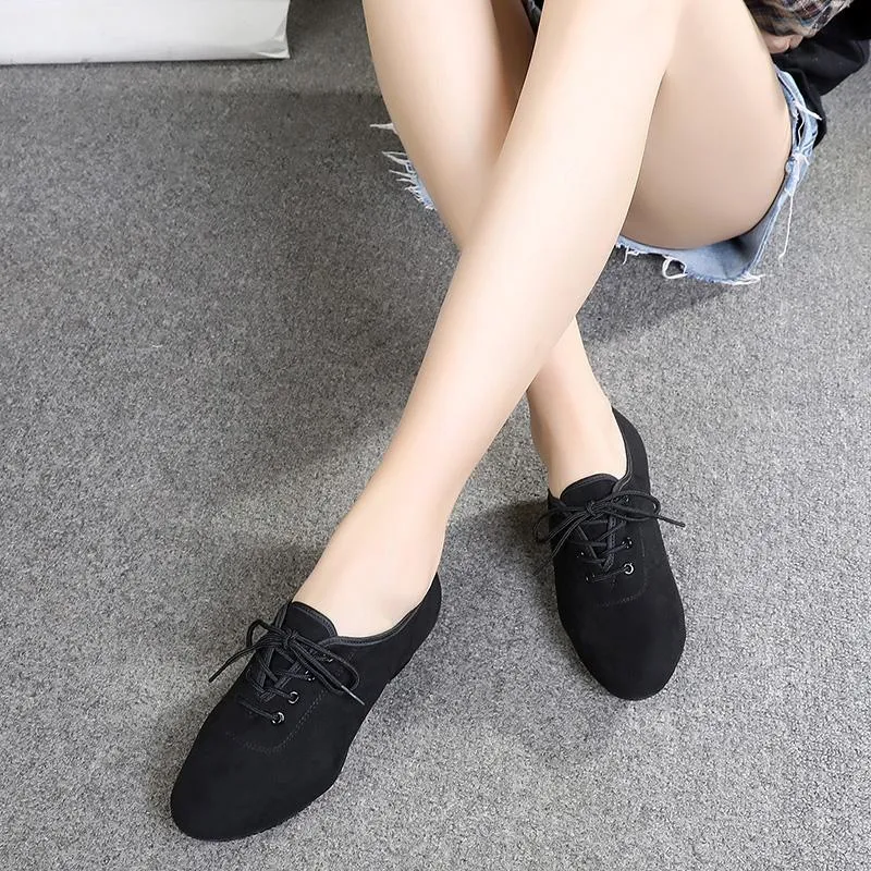 Girls Suede Heels Modern With Lace-up Dance Shoes