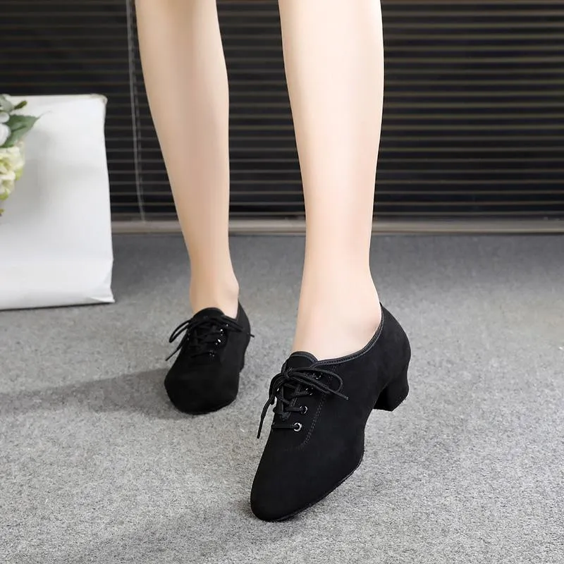 Girls Suede Heels Modern With Lace-up Dance Shoes