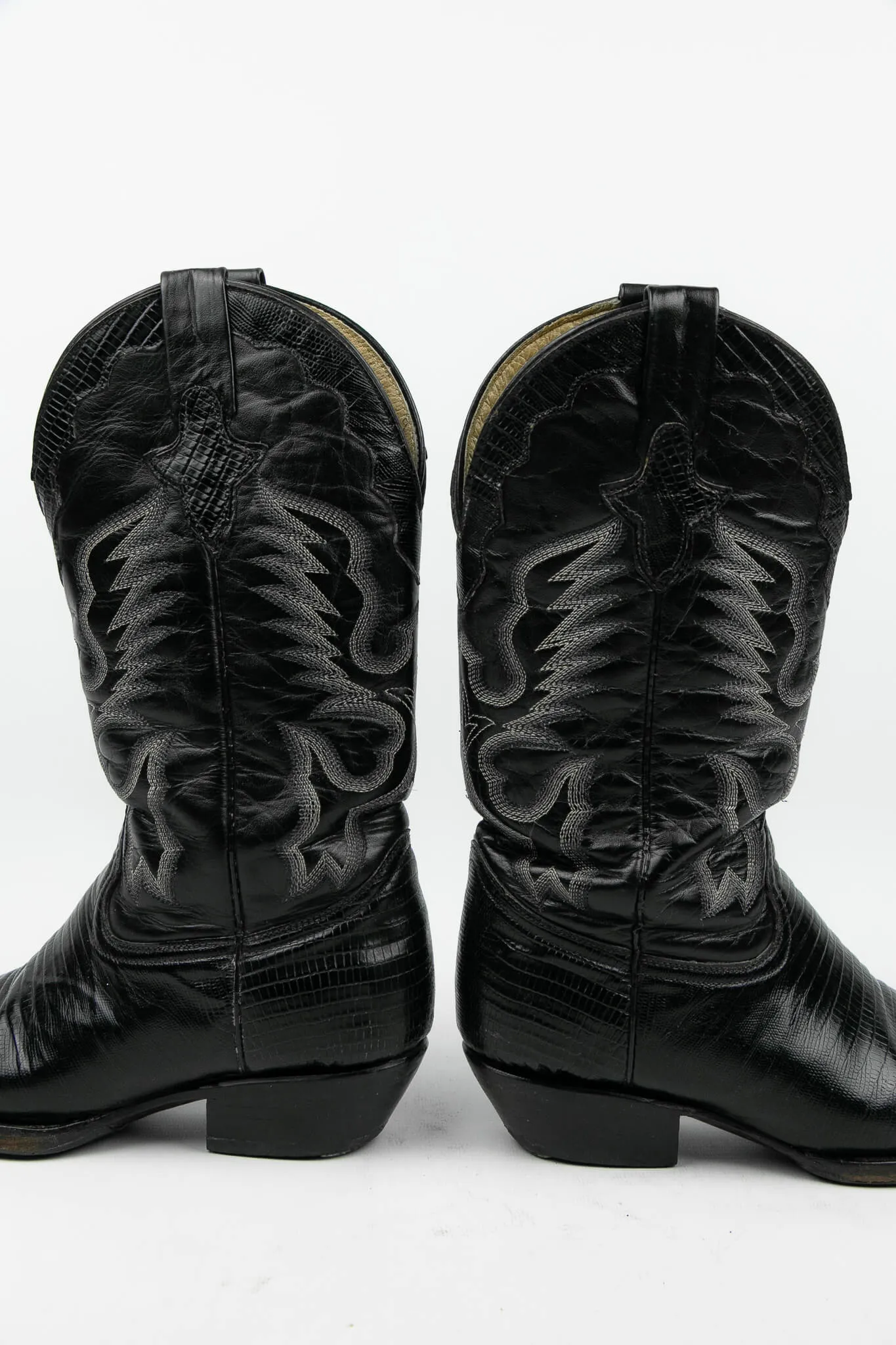 Go West Mexican Leather Black Cowboy Boots Size 37.5