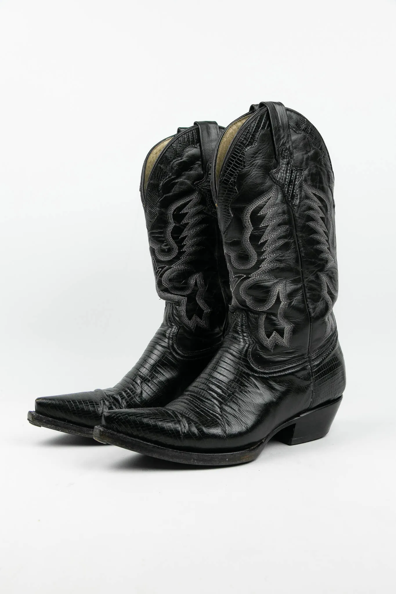Go West Mexican Leather Black Cowboy Boots Size 37.5
