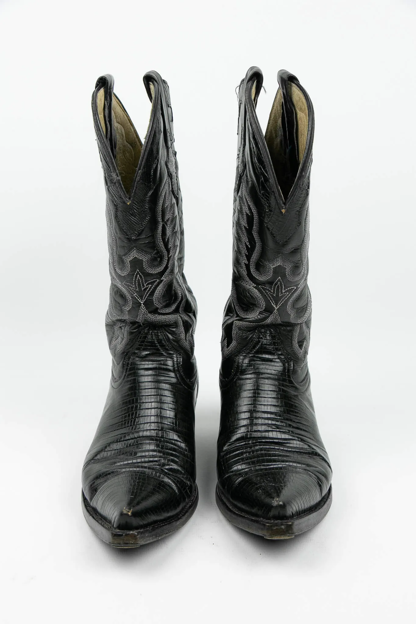Go West Mexican Leather Black Cowboy Boots Size 37.5