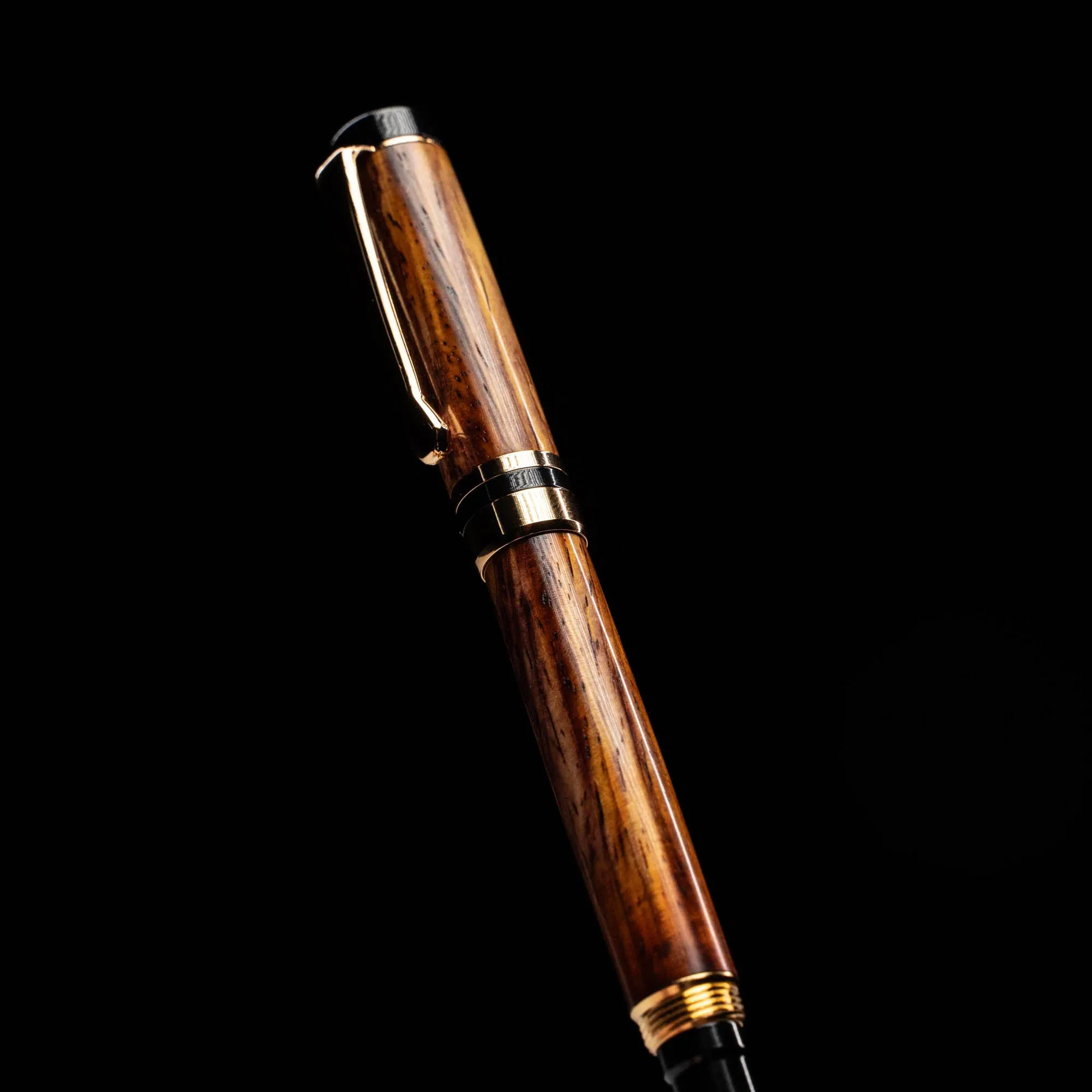Hand-Turned Rosewood Rollerball Pen   Fine Leather Pen Sleeve