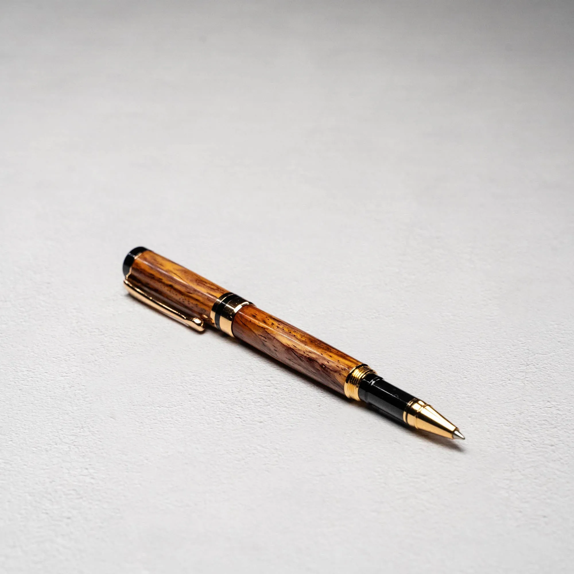 Hand-Turned Rosewood Rollerball Pen   Fine Leather Pen Sleeve