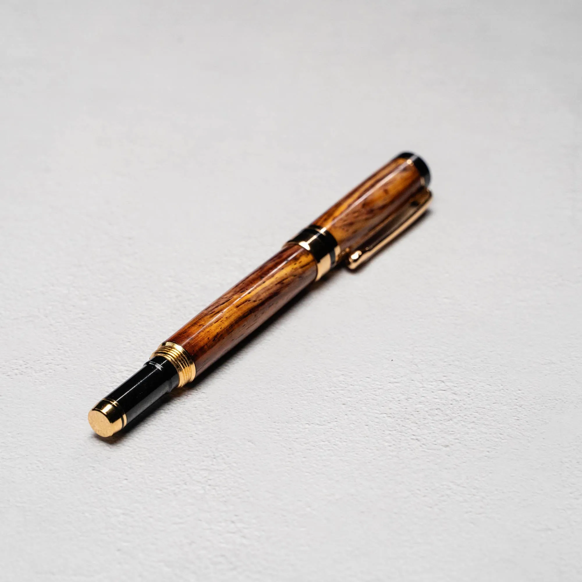 Hand-Turned Rosewood Rollerball Pen   Fine Leather Pen Sleeve