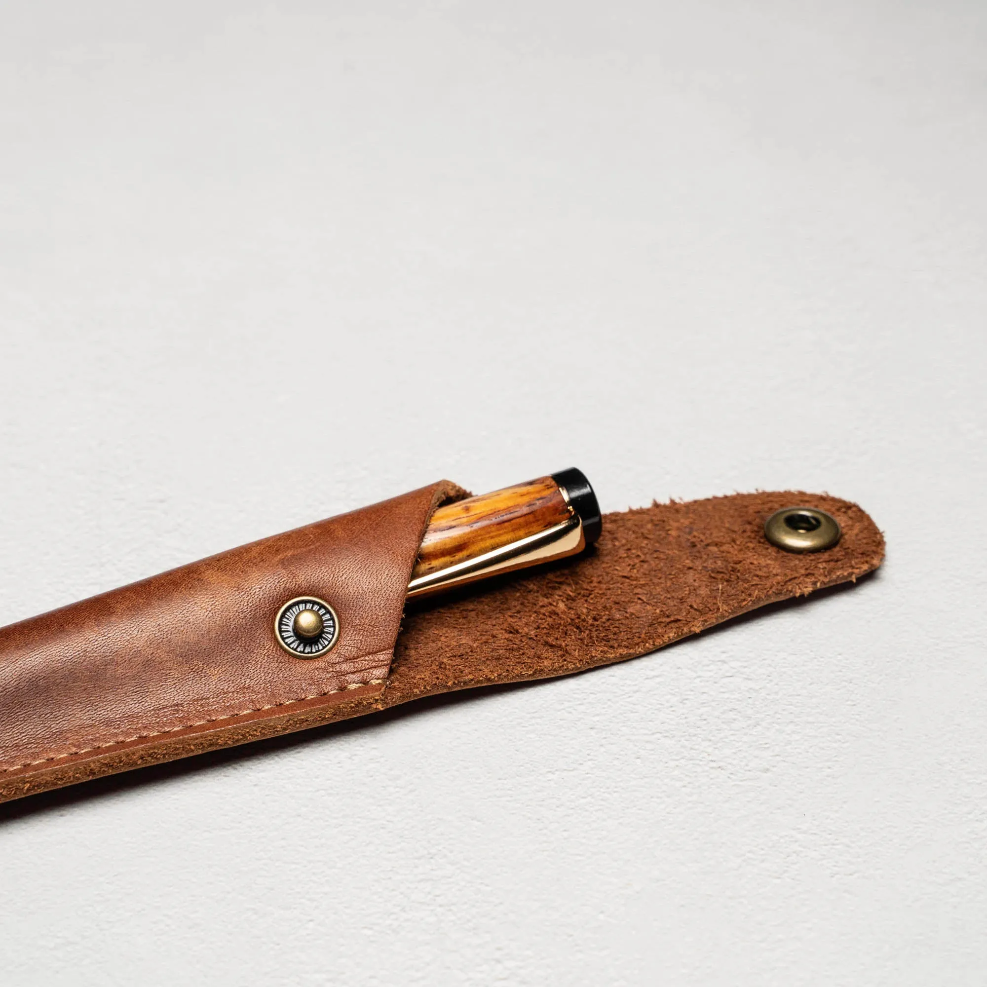 Hand-Turned Rosewood Rollerball Pen   Fine Leather Pen Sleeve