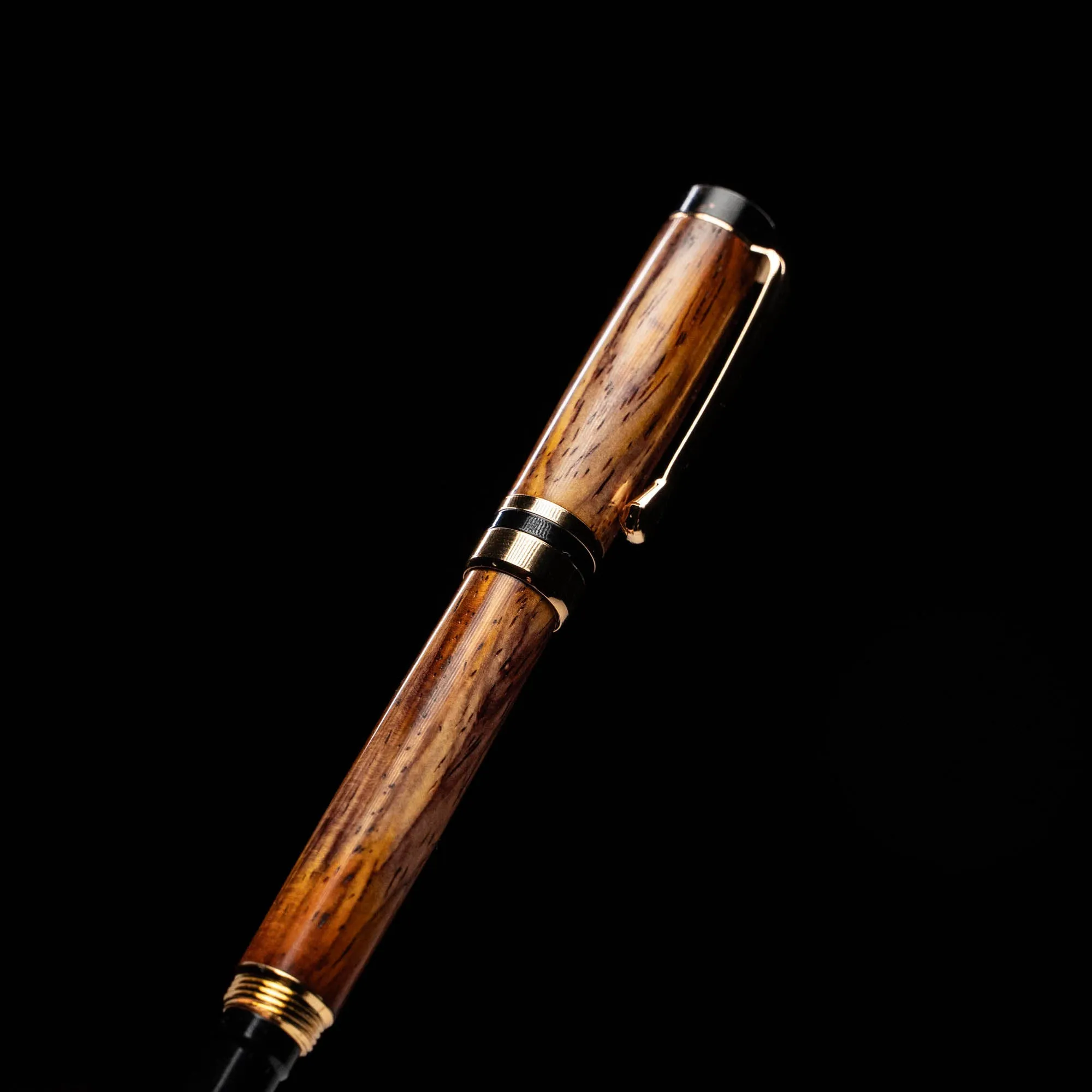 Hand-Turned Rosewood Rollerball Pen   Fine Leather Pen Sleeve