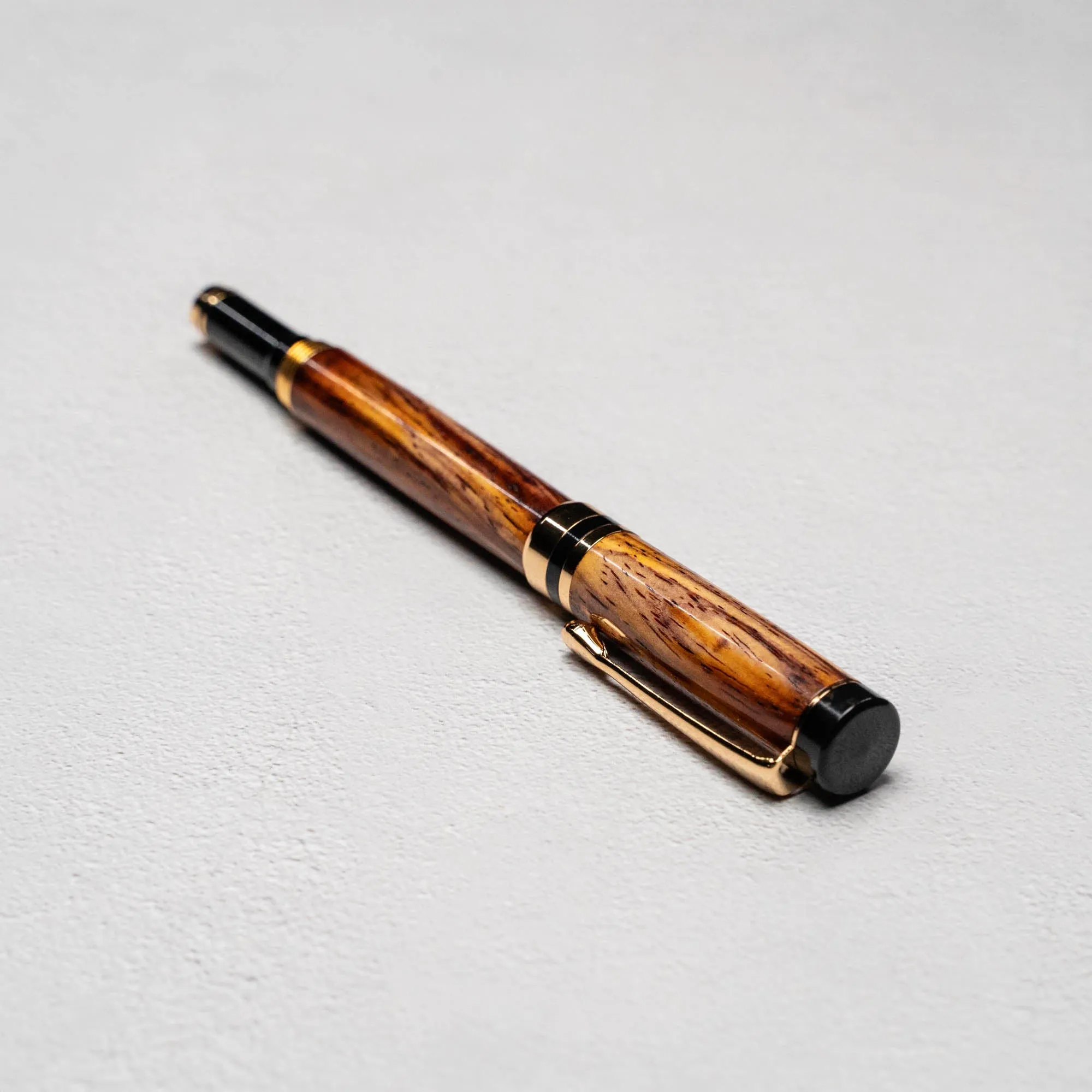 Hand-Turned Rosewood Rollerball Pen   Fine Leather Pen Sleeve