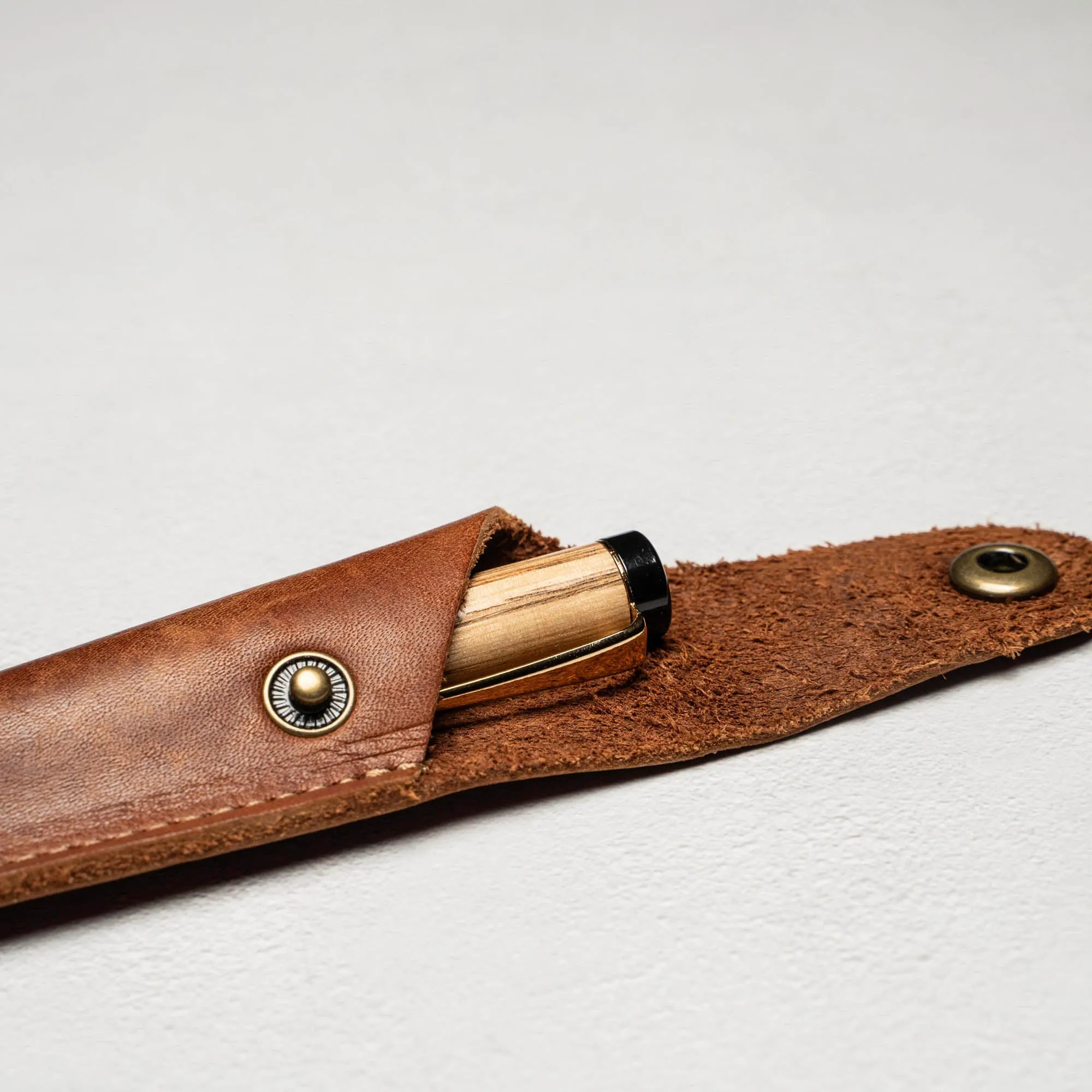 Hand-Turned Tennessee Whiskey Barrel Rollerball Pen   Fine Leather Pen Sleeve