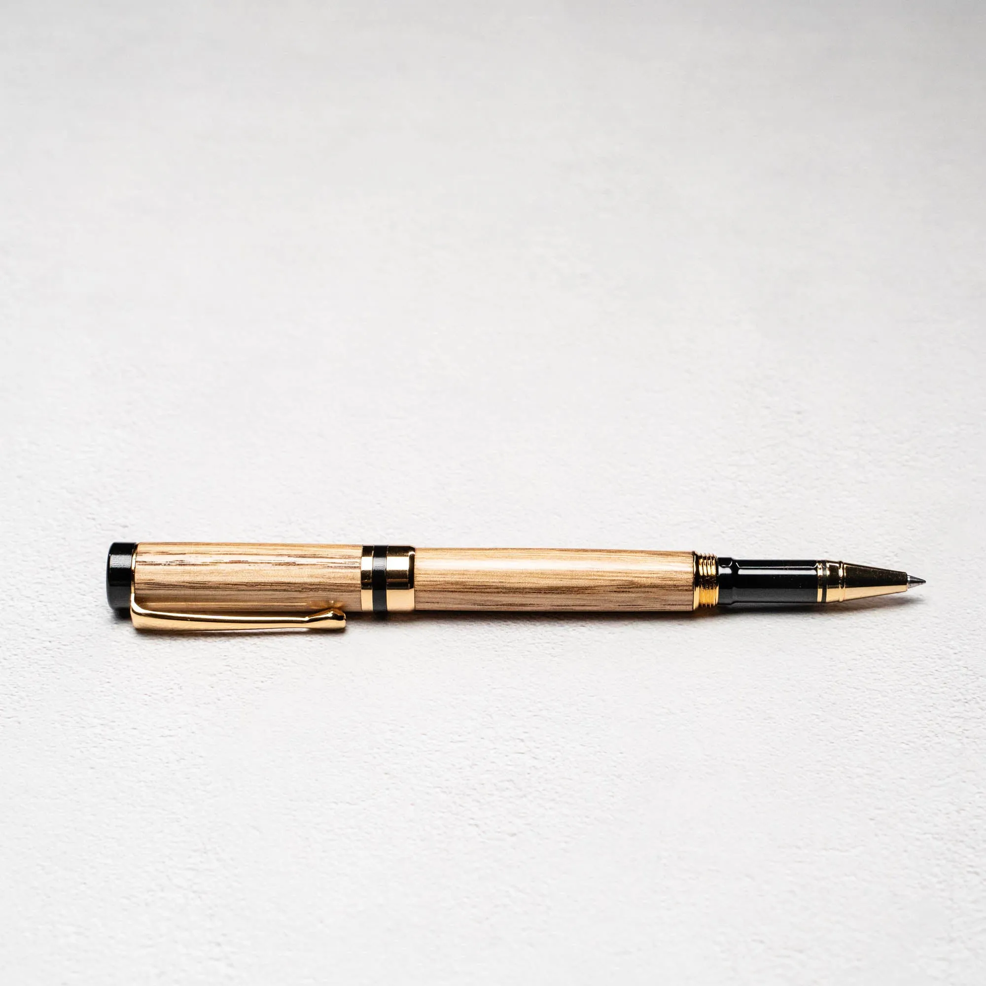 Hand-Turned Tennessee Whiskey Barrel Rollerball Pen   Fine Leather Pen Sleeve