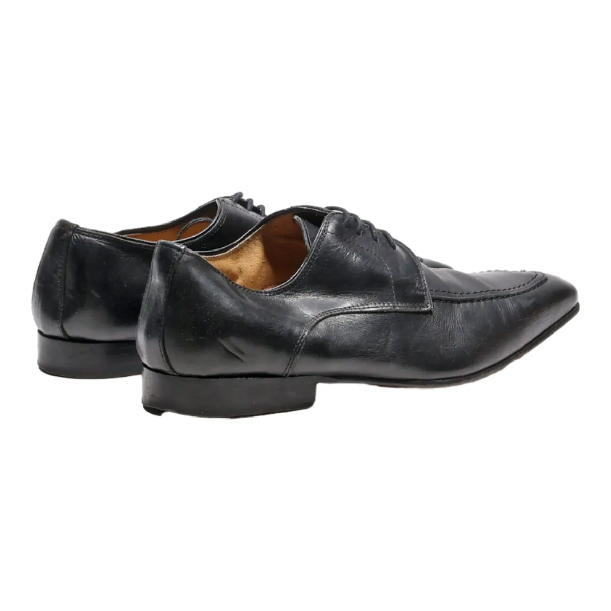 HEYRAUD Oxford Shoes Black Leather Mens UK 6.5