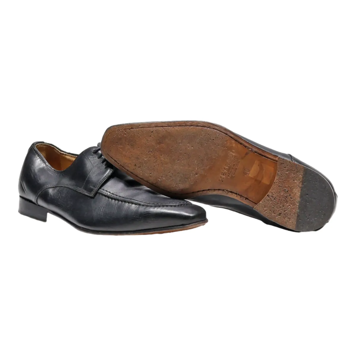 HEYRAUD Oxford Shoes Black Leather Mens UK 6.5