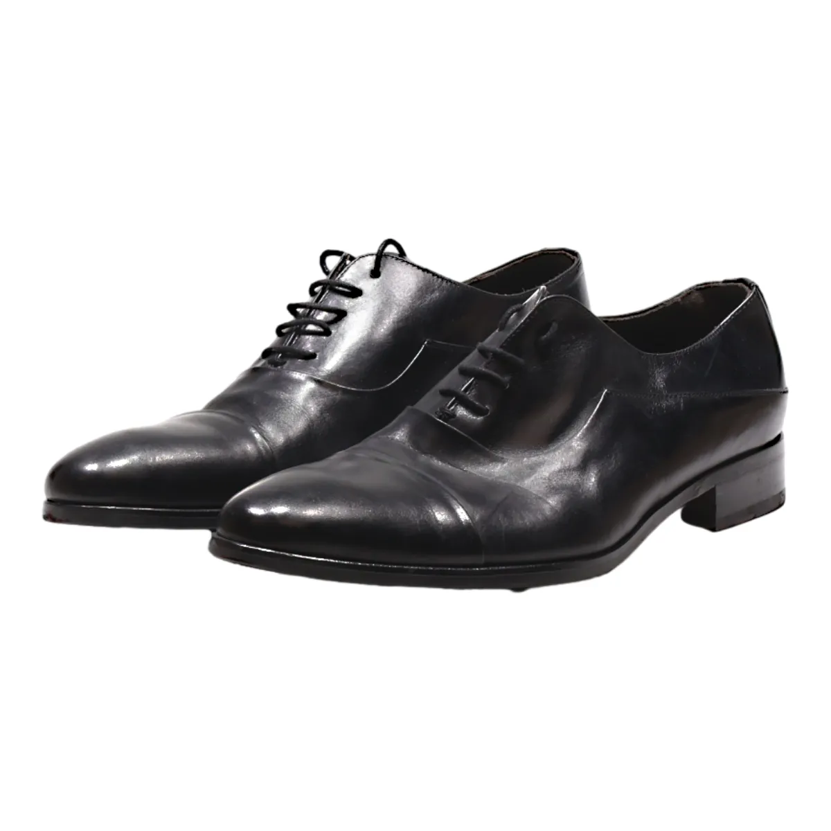 HEYRAUD Oxford Shoes Black Leather Mens UK 8