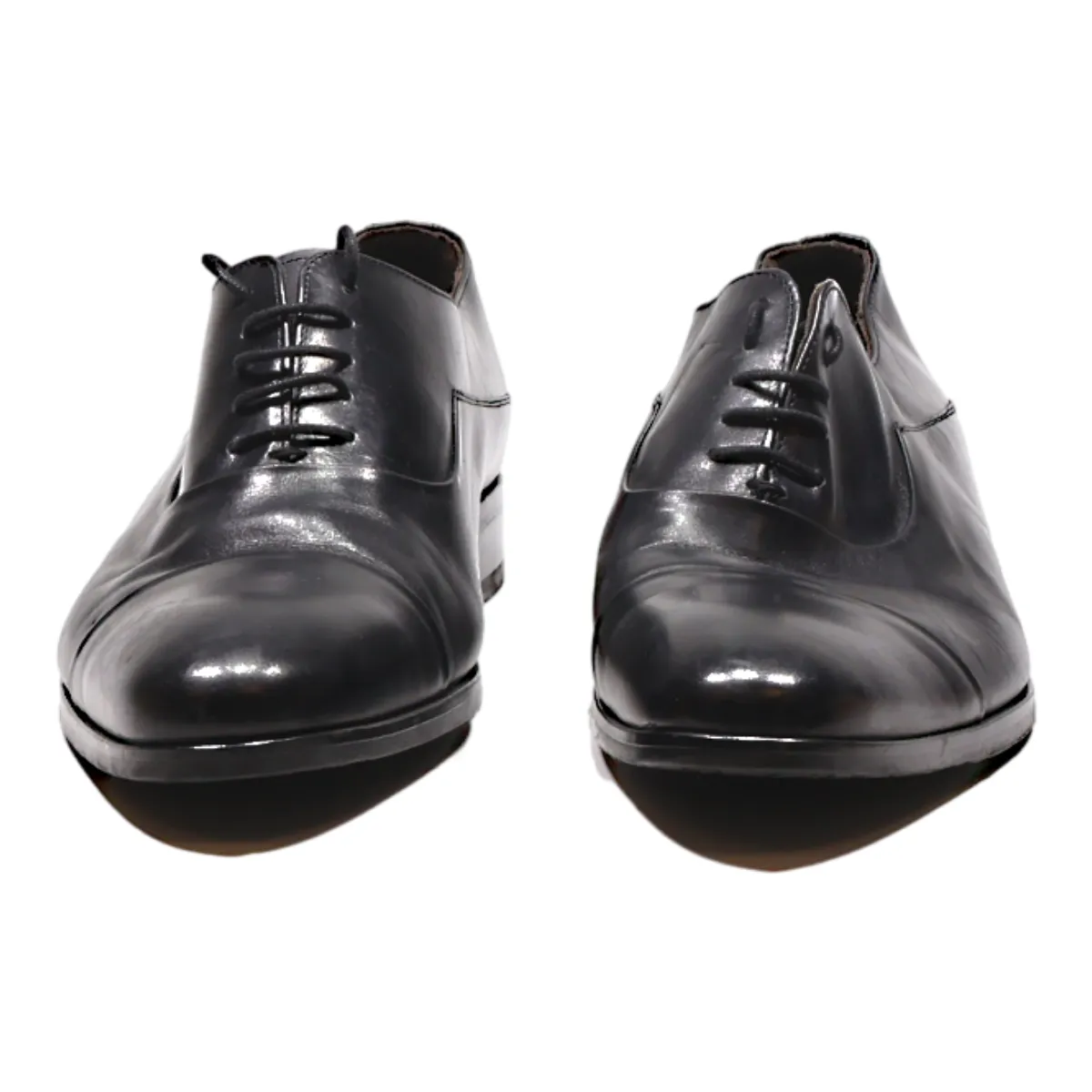 HEYRAUD Oxford Shoes Black Leather Mens UK 8
