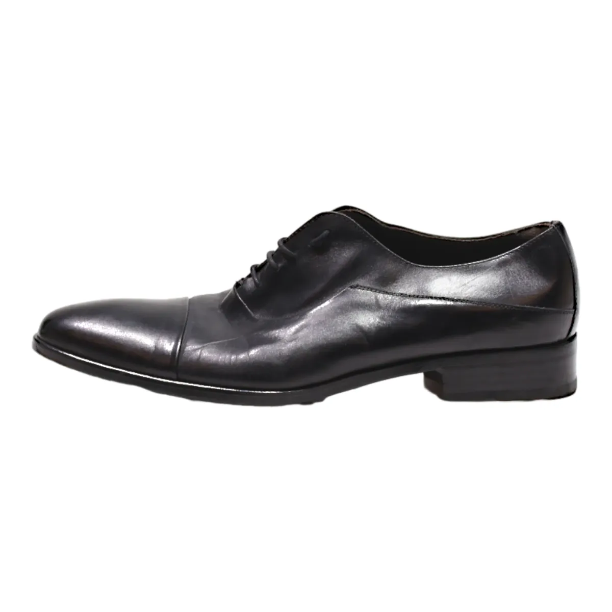 HEYRAUD Oxford Shoes Black Leather Mens UK 8