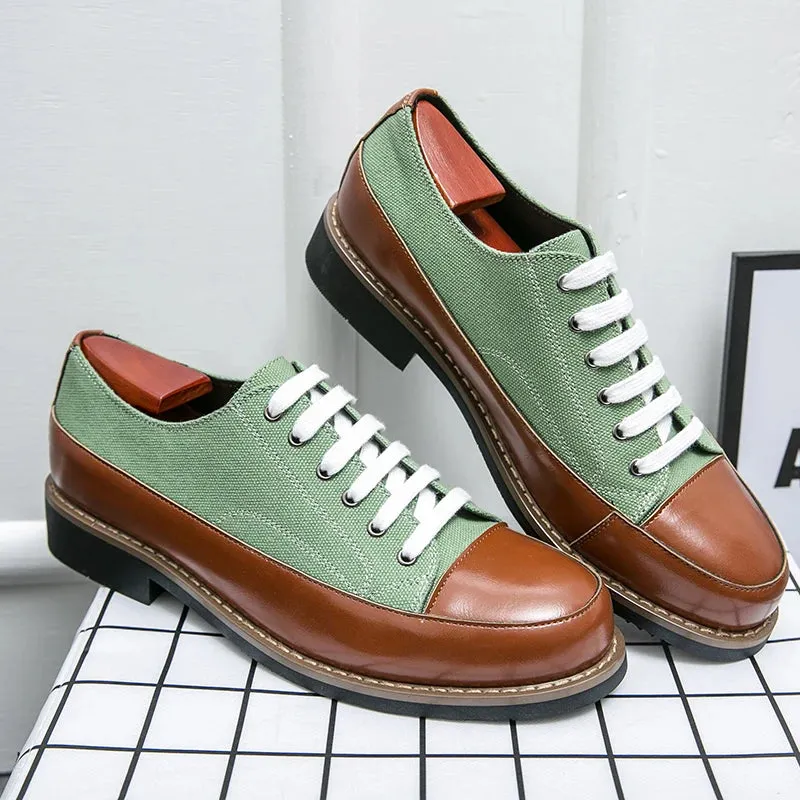 Hnzxzm Leather Shoes Men Casual Lace Up Loafers High Quality Low Heel Platform Shoes Leather Premium Casual Luxury Brand Oxford Shoes