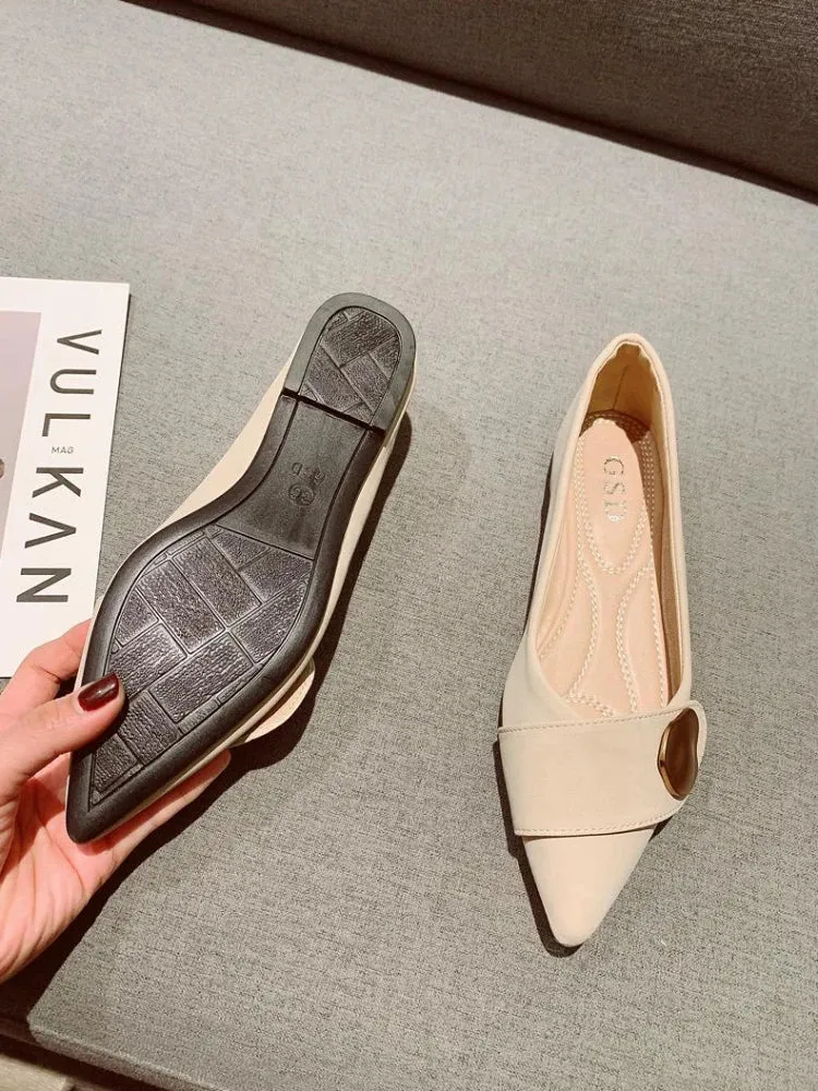 Hnzxzm Shoes for Woman Flats Formal Women's Summer Footwear Low Heel Elegant Moccasins Flat Pointed Toe Non Slip on Promotion E 39