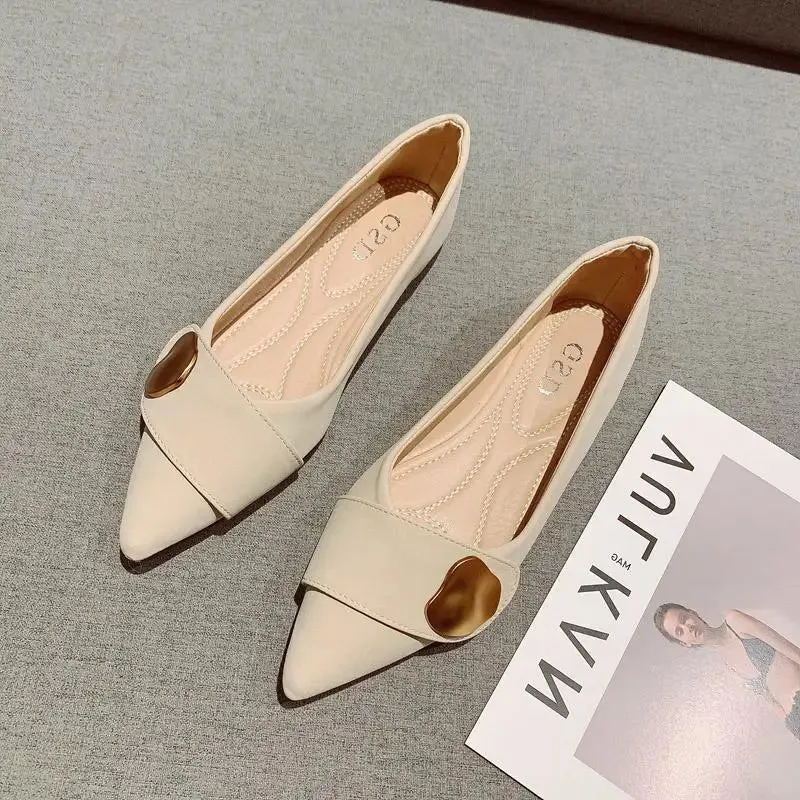Hnzxzm Shoes for Woman Flats Formal Women's Summer Footwear Low Heel Elegant Moccasins Flat Pointed Toe Non Slip on Promotion E 39