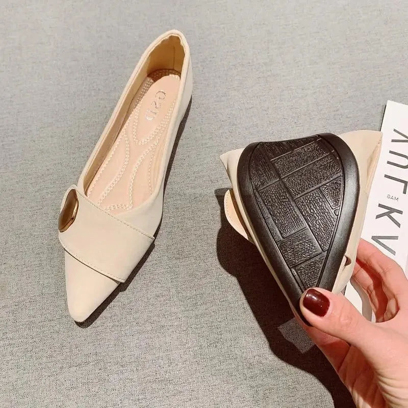 Hnzxzm Shoes for Woman Flats Formal Women's Summer Footwear Low Heel Elegant Moccasins Flat Pointed Toe Non Slip on Promotion E 39
