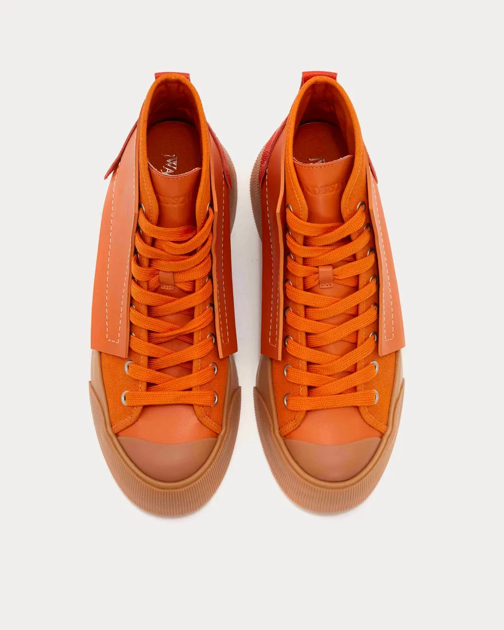 Leather and Canvas Orange High Top Sneakers