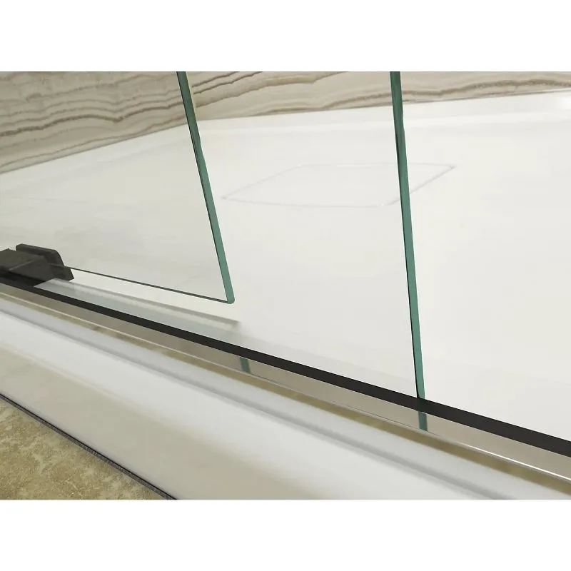 Levity Tempered Glass Sliding Shower Door in Matte Nickel (74" x 43.63")