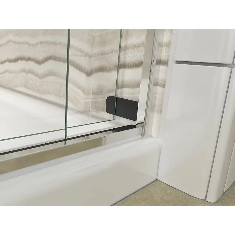 Levity Tempered Glass Sliding Shower Door in Matte Nickel (74" x 43.63")