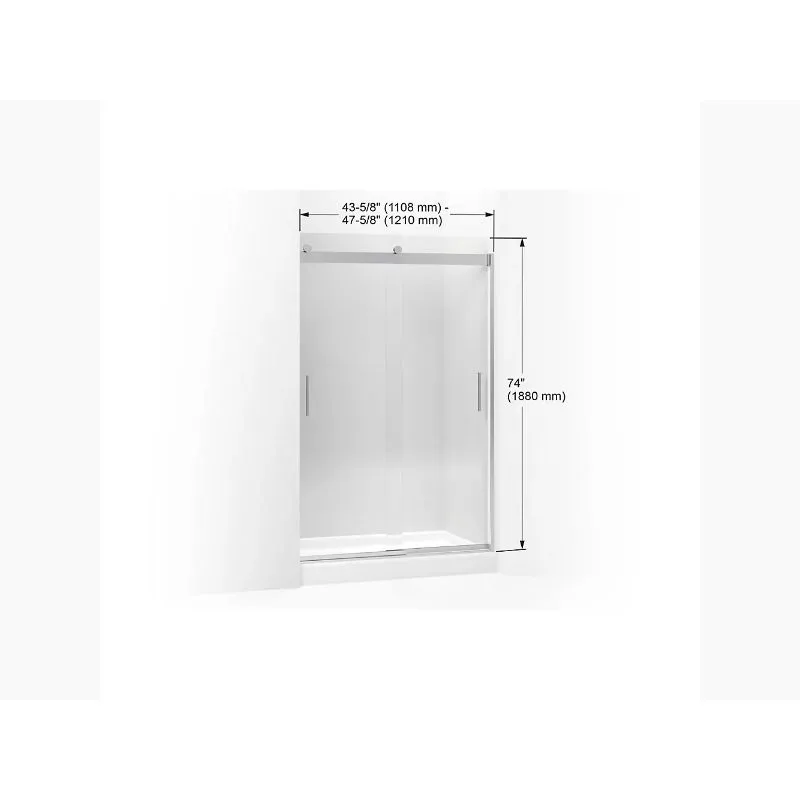 Levity Tempered Glass Sliding Shower Door in Matte Nickel (74" x 43.63")