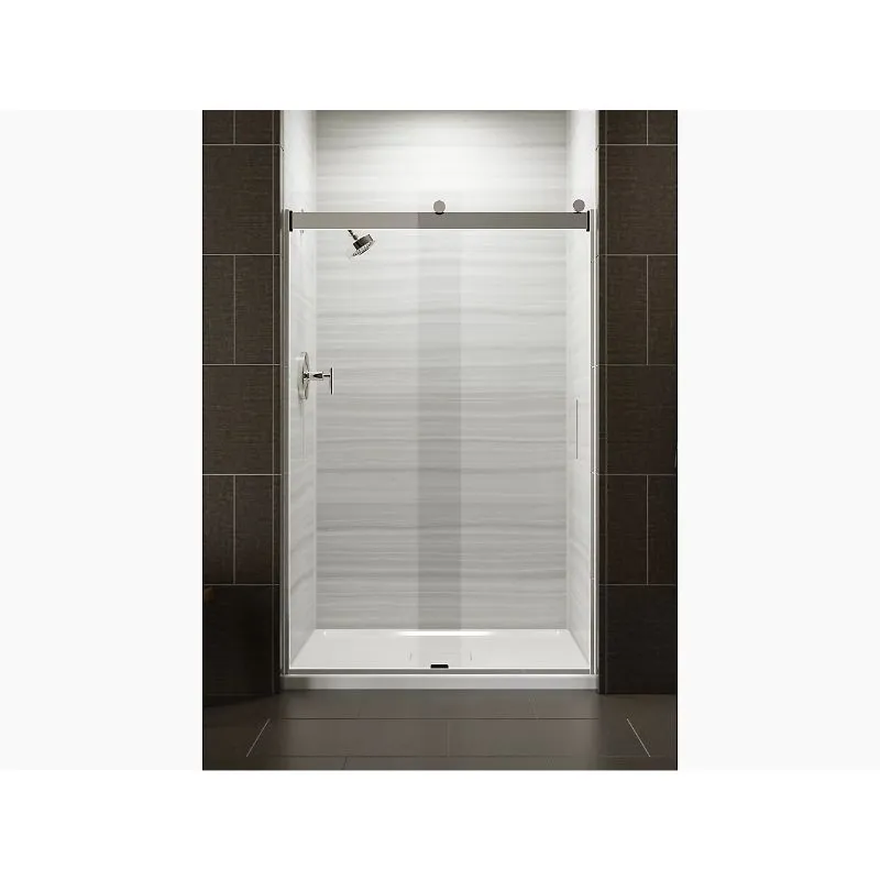 Levity Tempered Glass Sliding Shower Door in Matte Nickel (74" x 43.63")