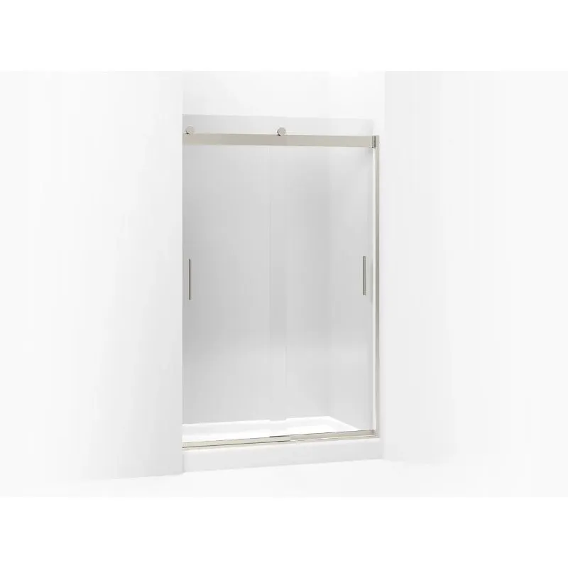 Levity Tempered Glass Sliding Shower Door in Matte Nickel (74" x 43.63")