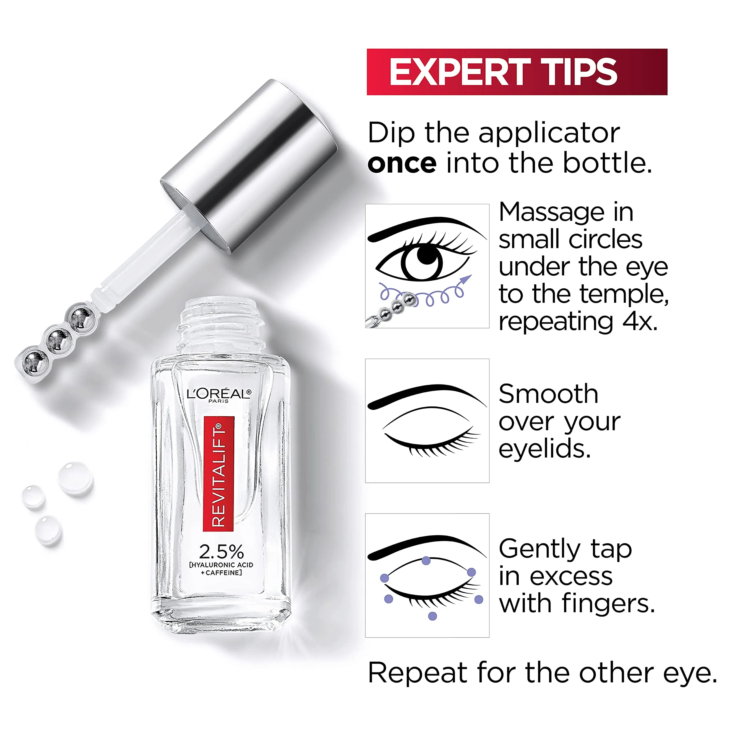 L'Oreal Paris Revitalift Hyaluronic Acid   Caffeine Hydrating Eye Serum with Anti-Aging Moisturizer Sample