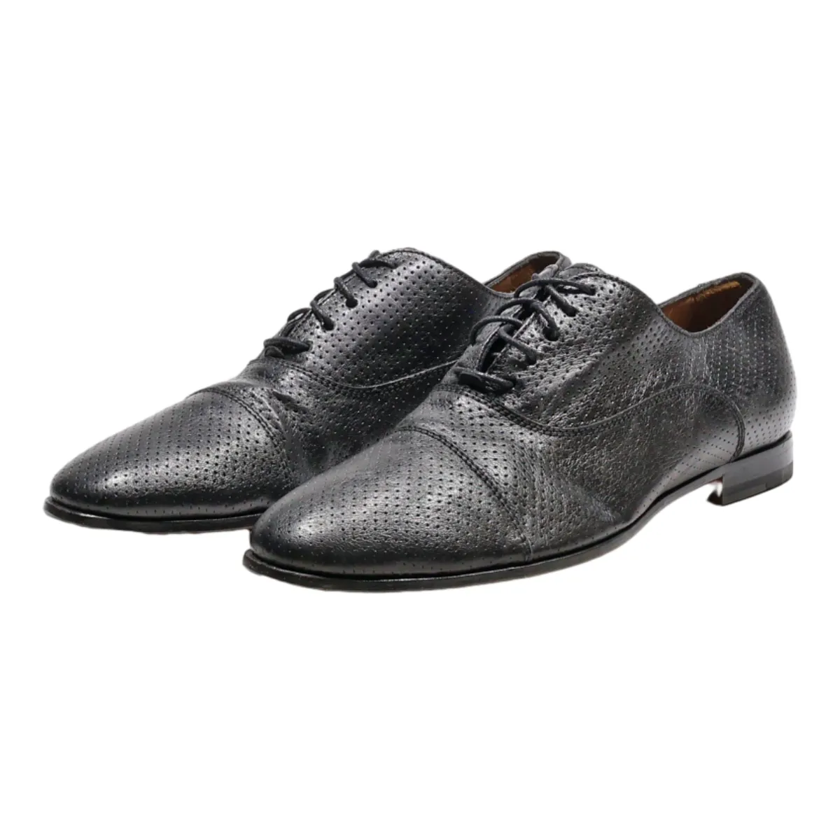 LOTTUSSE Oxford Shoes Black Leather Mens UK 6