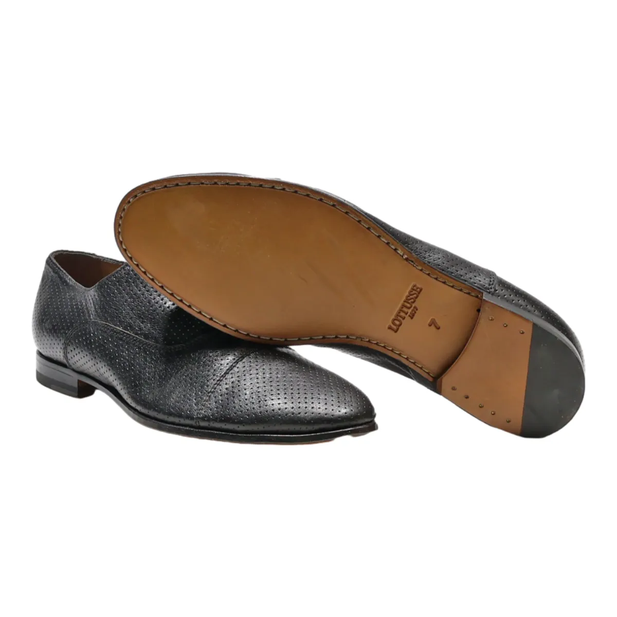 LOTTUSSE Oxford Shoes Black Leather Mens UK 6
