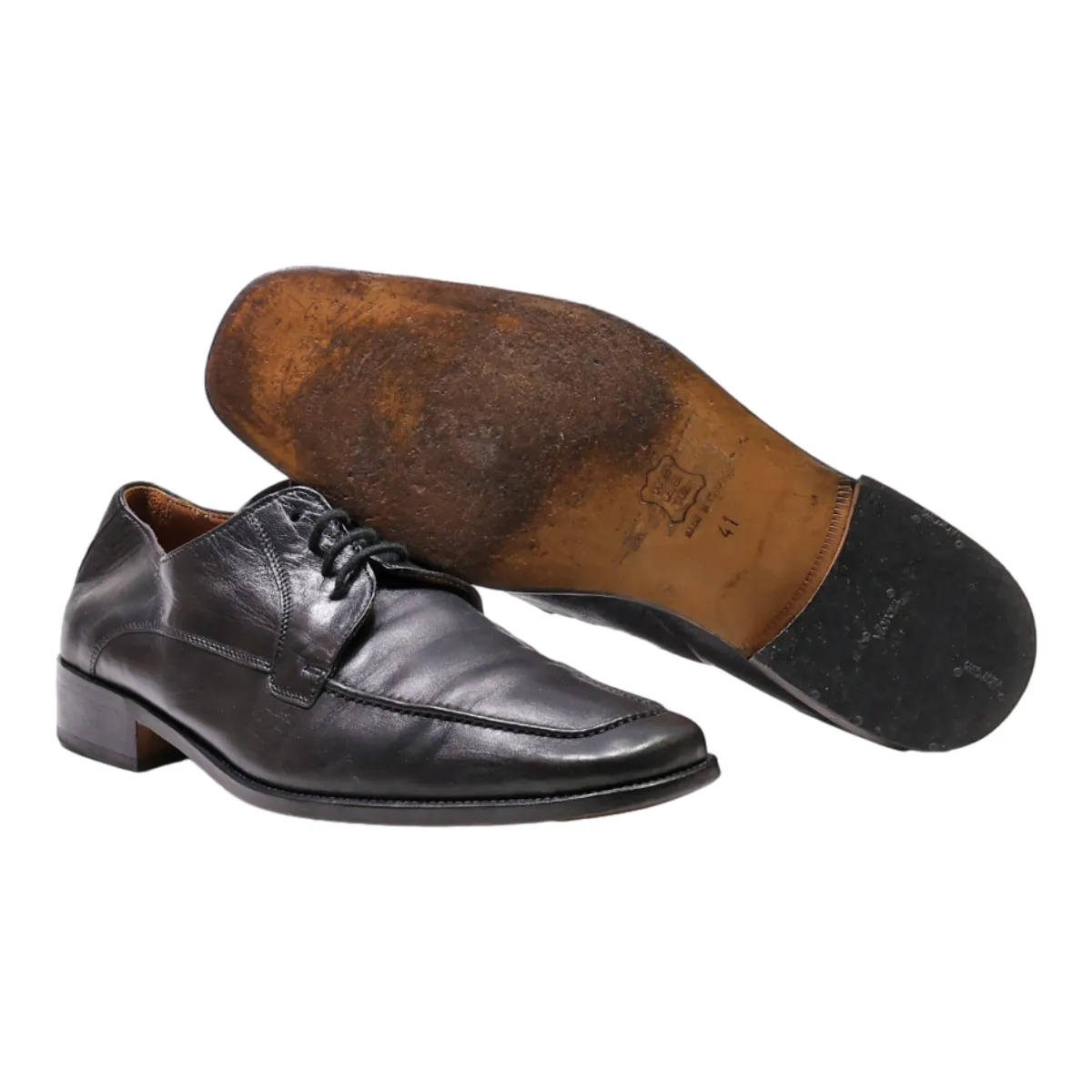 LUCA CONTI Oxford Shoes Black Leather Mens UK 7.5