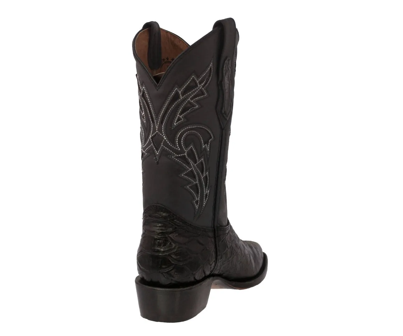 Mens Black Cowboy Boots Anaconda Print Leather - J Toe
