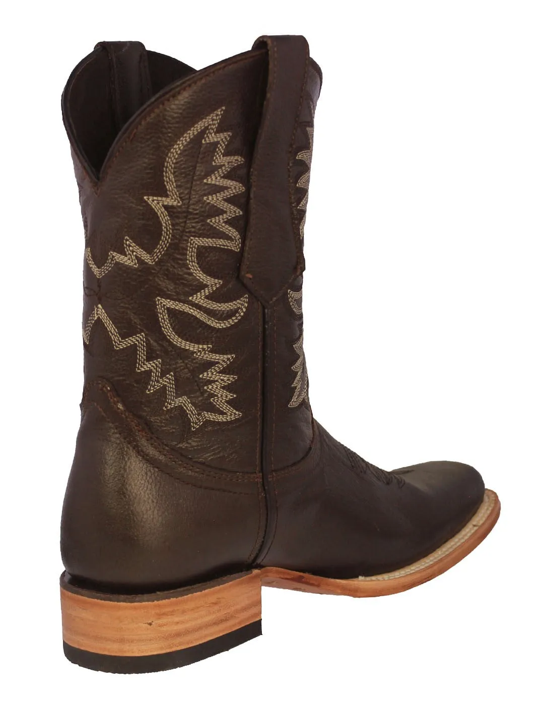 Mens Brown Western  Cowboy Boots Real Leather - Rodeo Toe