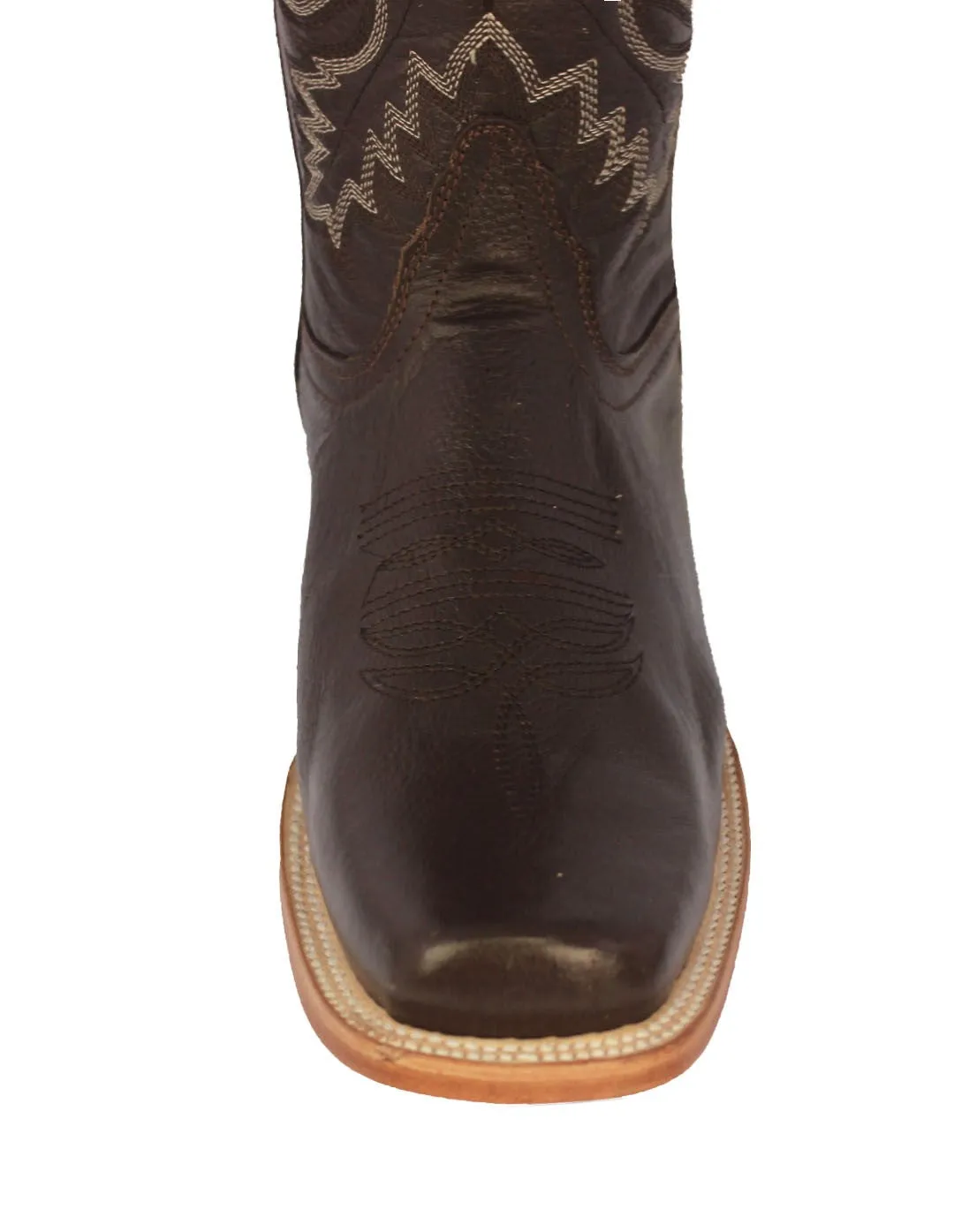 Mens Brown Western  Cowboy Boots Real Leather - Rodeo Toe