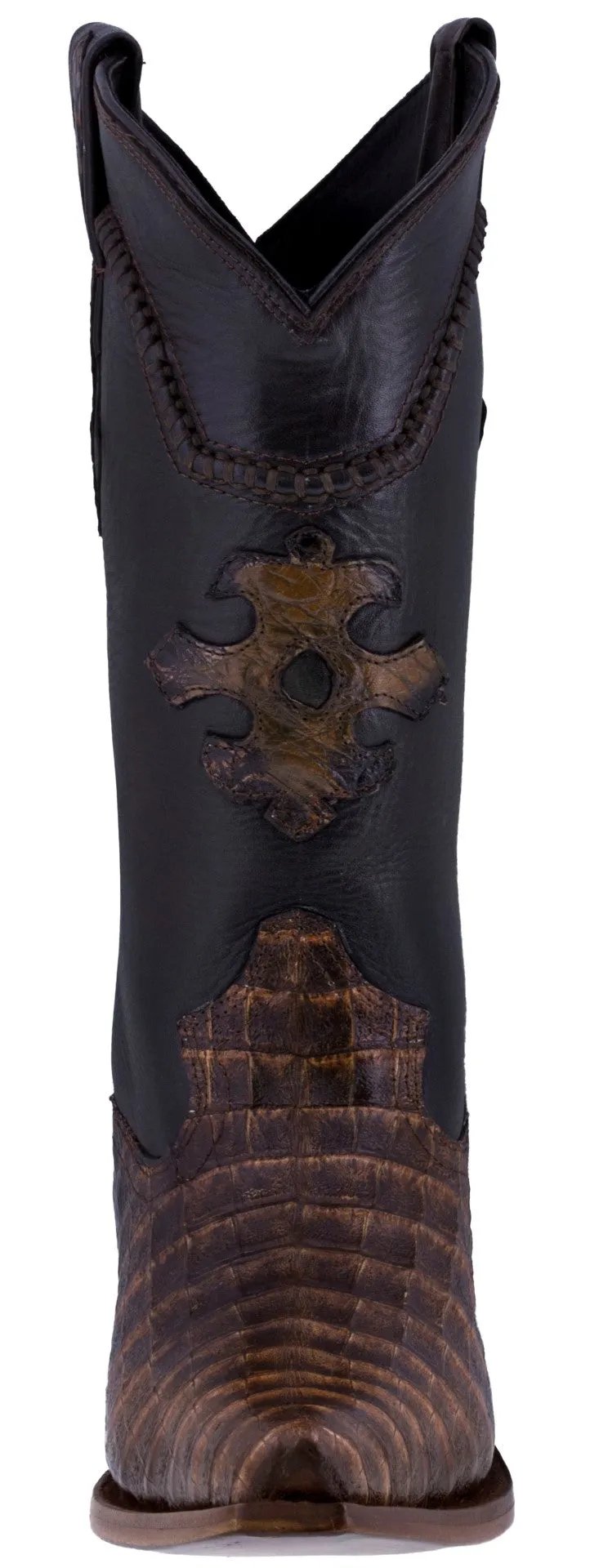 Men's Rust Brown Genuine Crocodile Belly Skin Cowboy Boots - Snip Toe