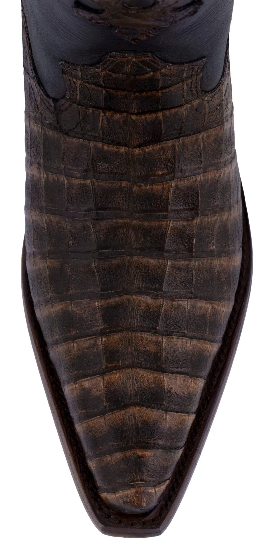 Men's Rust Brown Genuine Crocodile Belly Skin Cowboy Boots - Snip Toe