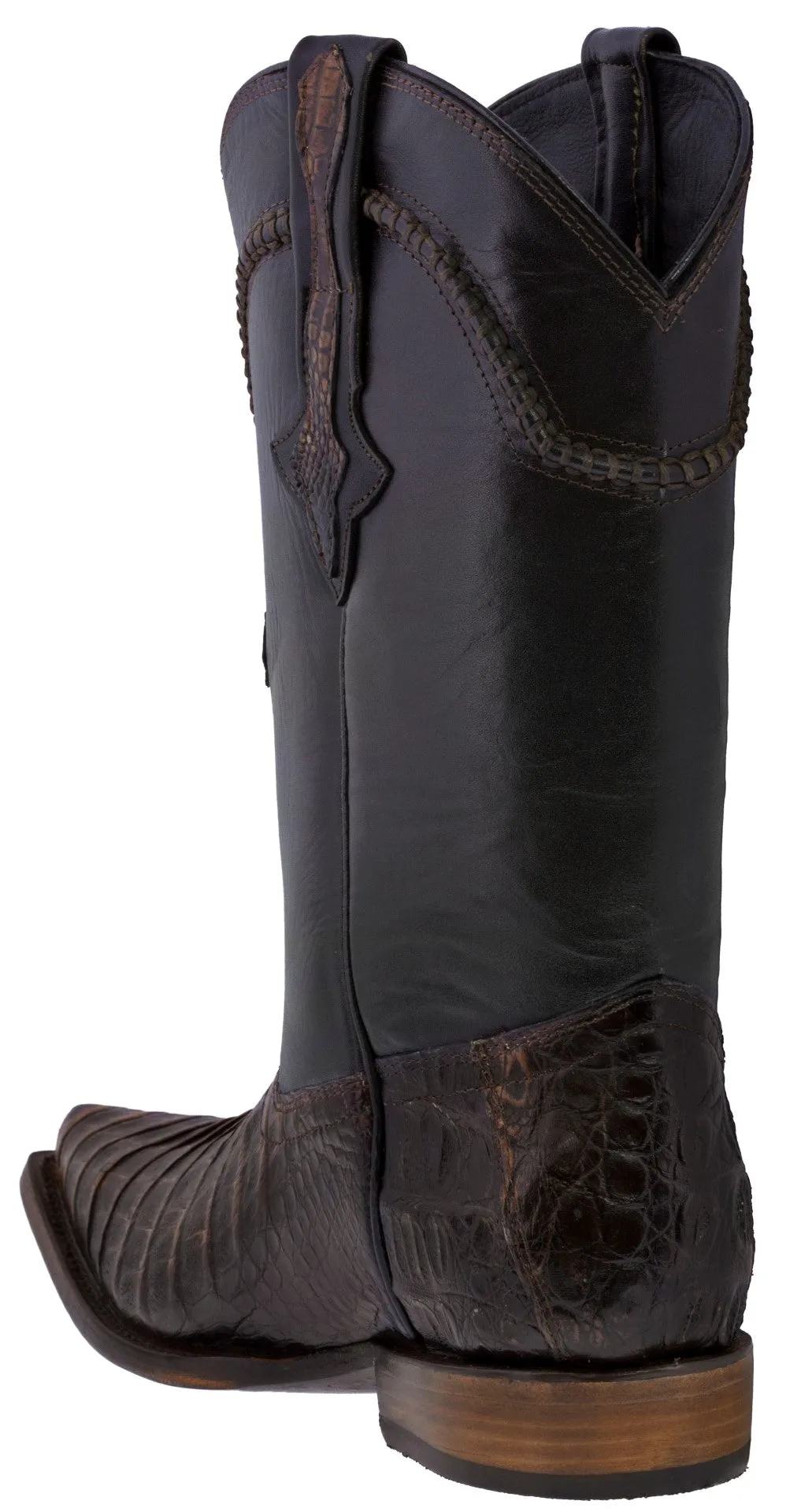 Men's Rust Brown Genuine Crocodile Belly Skin Cowboy Boots - Snip Toe