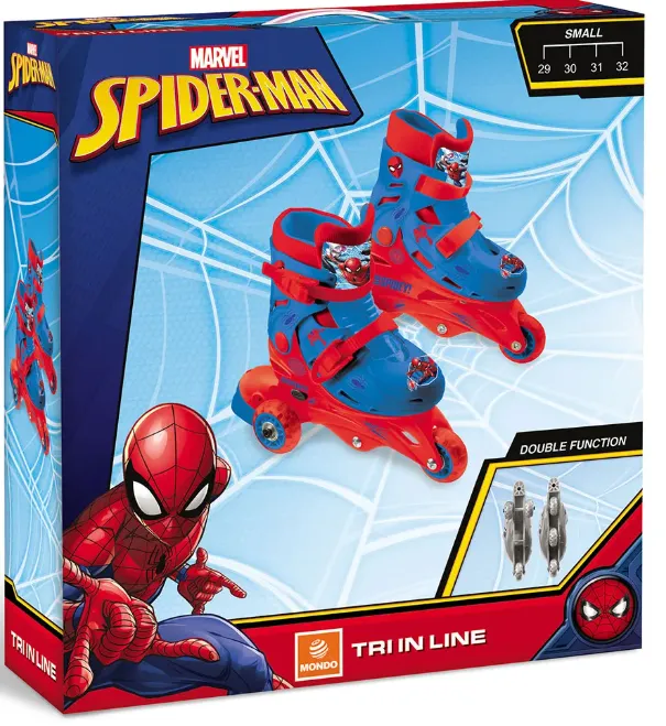 Mondo Spiderman Adjustable Tri Inline Skates for Kids, 3 Years 
